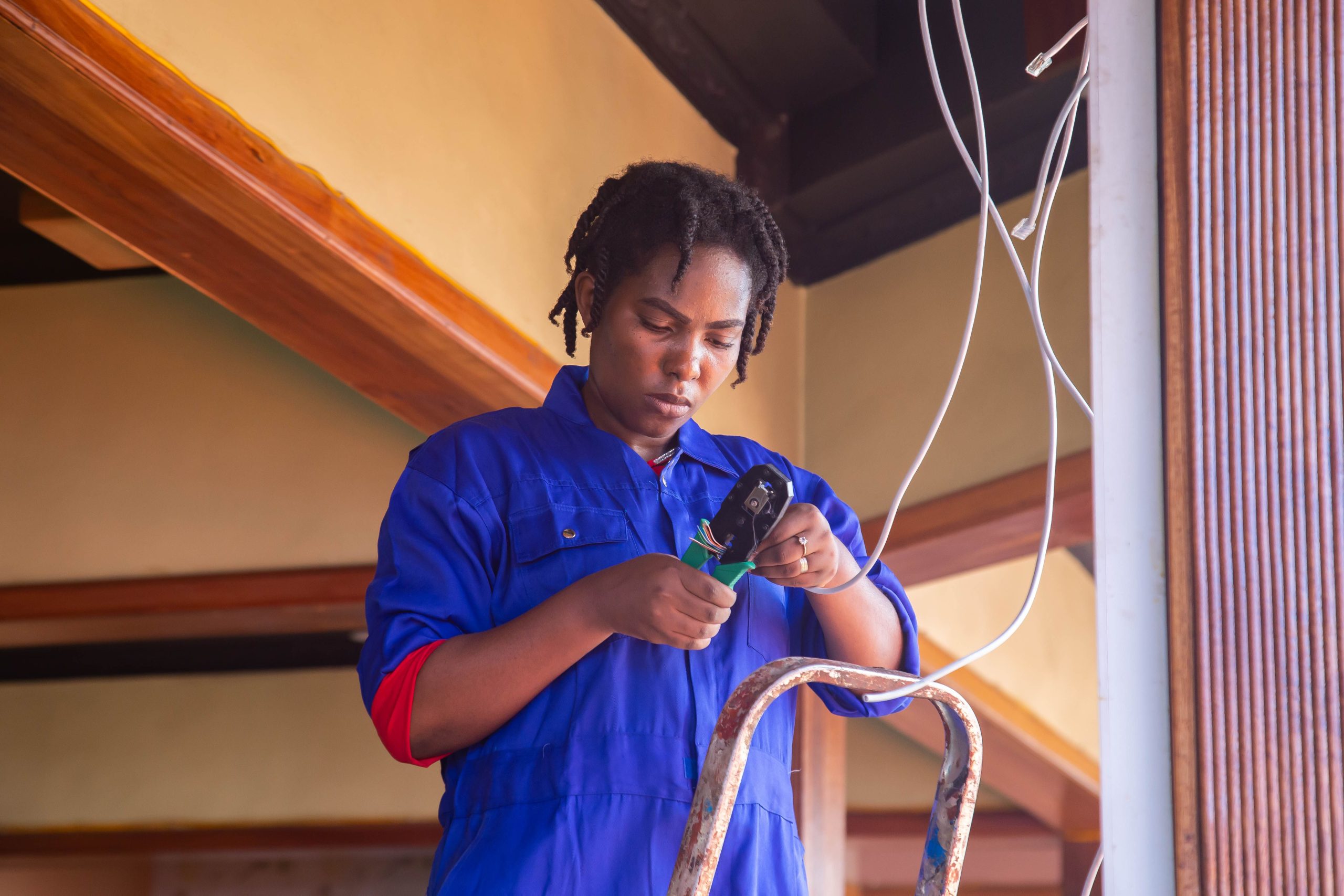 Electrician rewiring a house in Hertfordshire